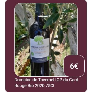 Bouteille de vin Domaine de Tavernel IGP du Gard Rouge Bio 2020 75CL à 6€